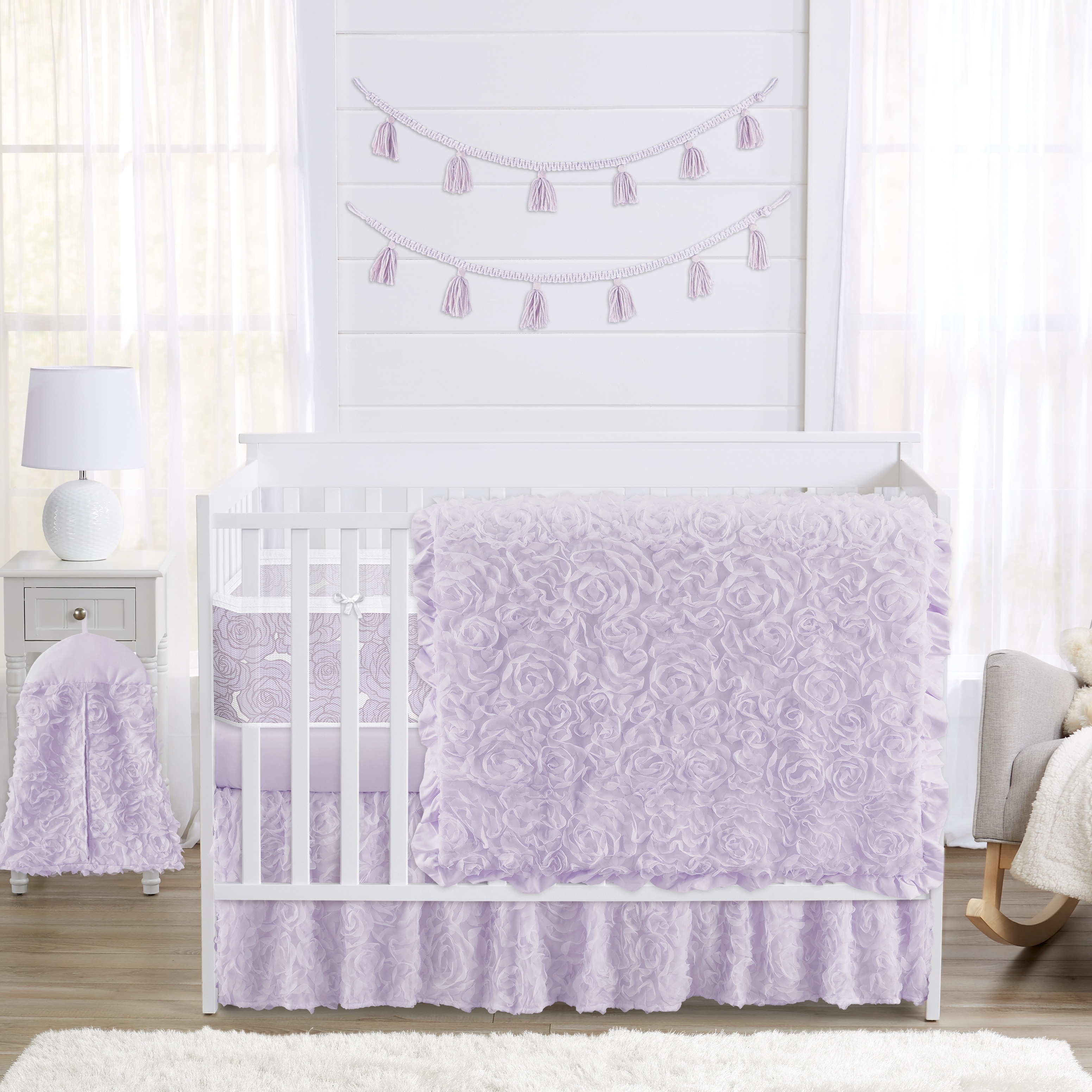 Purple and gold crib bedding top